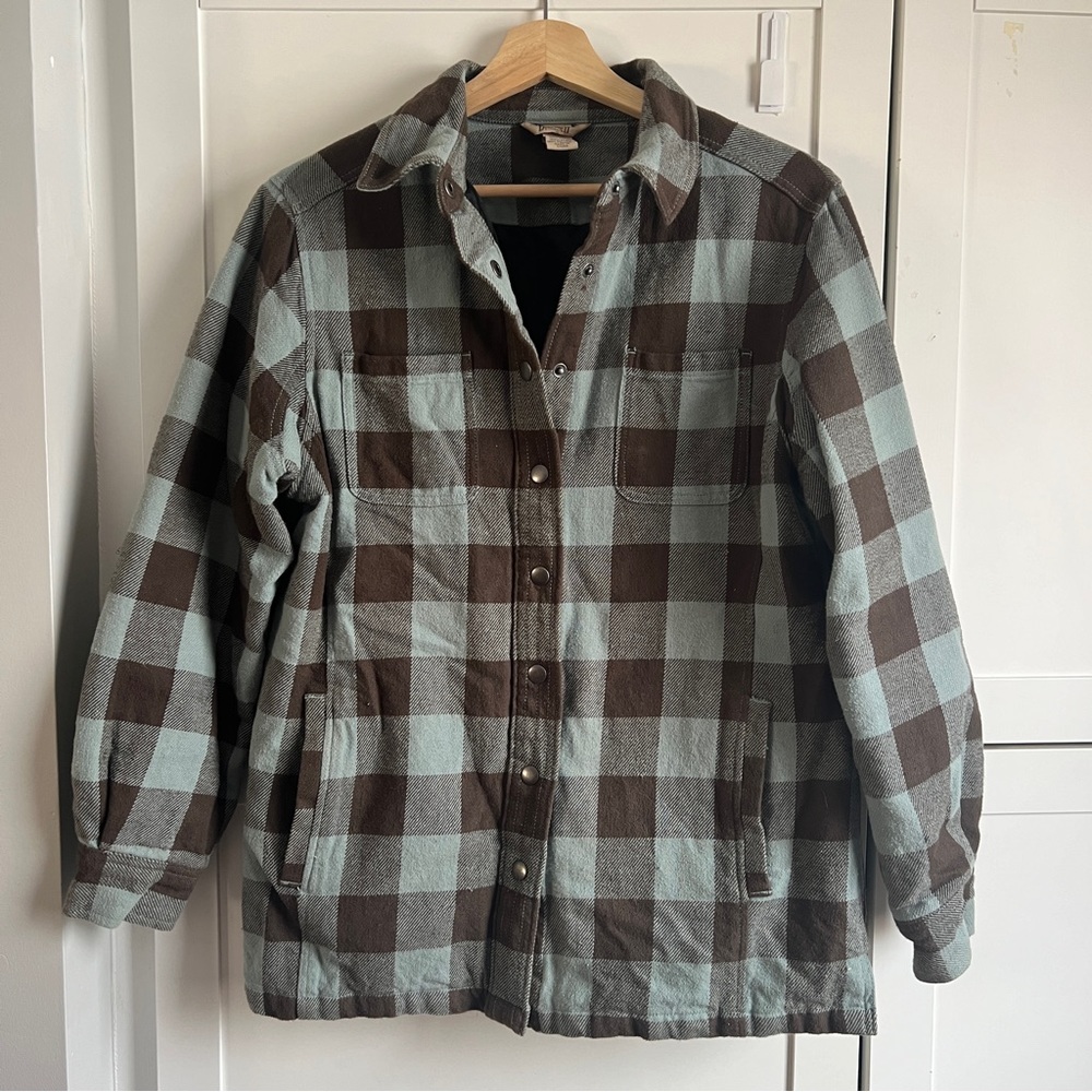 Womens Duluth Trading Flannel Jacket Quilt Lined Snap Closure Size Small